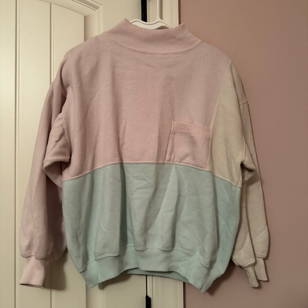 Vintage pastel mock neck sweatshirt